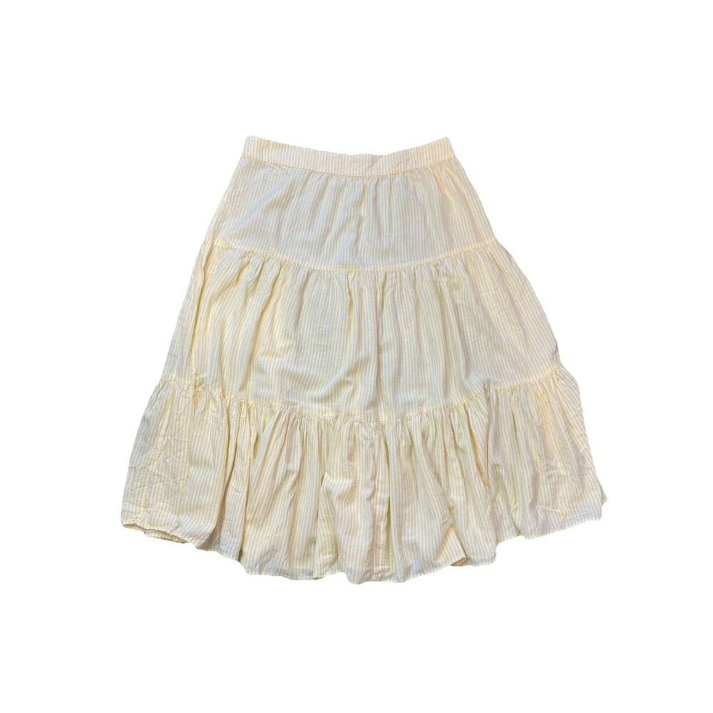 LC Lauren Conrad Skirt Size XL Tiered Midi Yellow Stripe Mid Rise Women's NWT